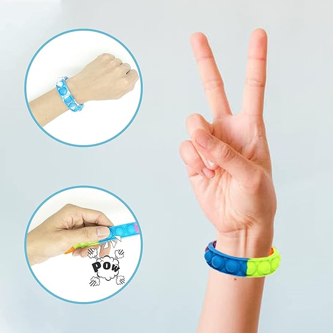 Pop Bracelet Fidget Toy, 20Pcs Multi-Color Bracelet Popular Wristband Fidget Watch is Suitable for Children and Adults Stress and Anxiety Relief Wristband (20 PCS)(pop toy)