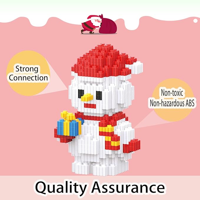 Christmas Building Blocks Snowman Compatible for Lego Christmas Micro Blocks Stacking New Toys Holiday Present Box New Year Birthday Gifts for Kids 6-12 Years Old (Snowman)