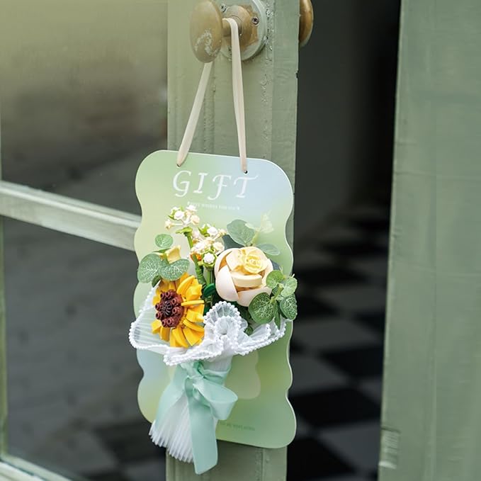 Bouquet Building Sets - Household Decorative Flower Building Block Toys - Artificial Plant Set Gift for Valentine's Day Mother's Day Birthday for Her and Him(Sunflower)