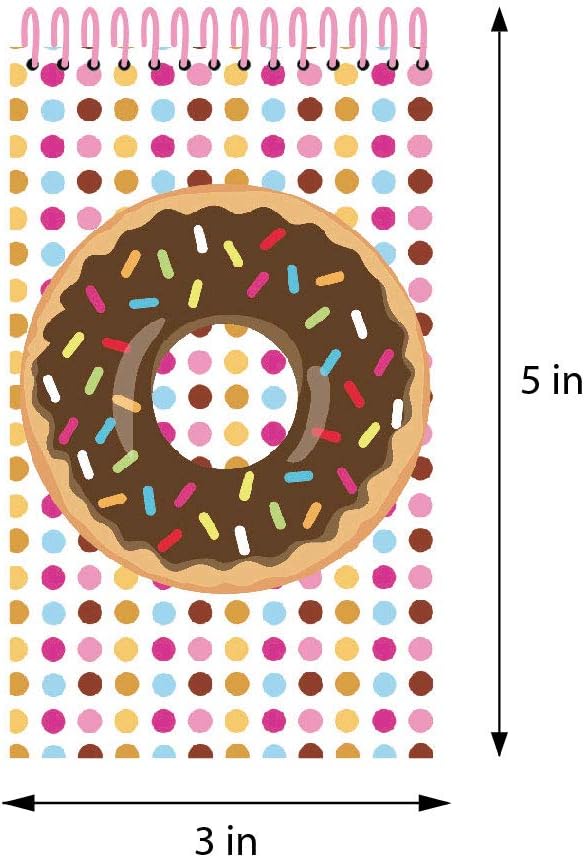 TINYMILLS Donuts Birthday Party Favor Set (12 multi-point pencils, 12 self-inking stampers, 12 sticker sheets, 12 small spiral notepads) Donuts party supplies party favor favor stuffers