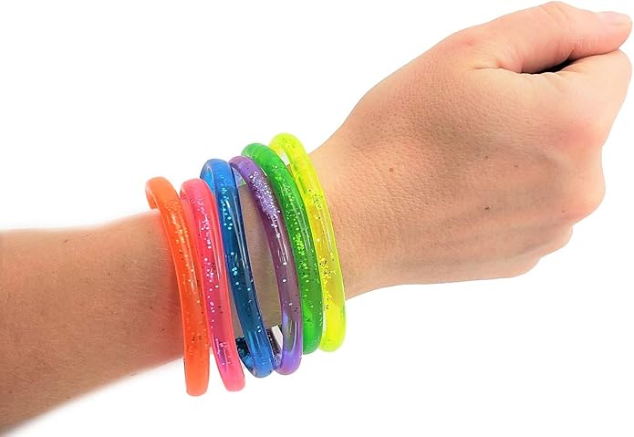 6" Liquid Super Glitter Colorful Bracelet Bright Neon Colors. Cool Bracelets for Party Favor, Stocking Stuffers, Birthday Parties, Fundraisers, or Prizes! …