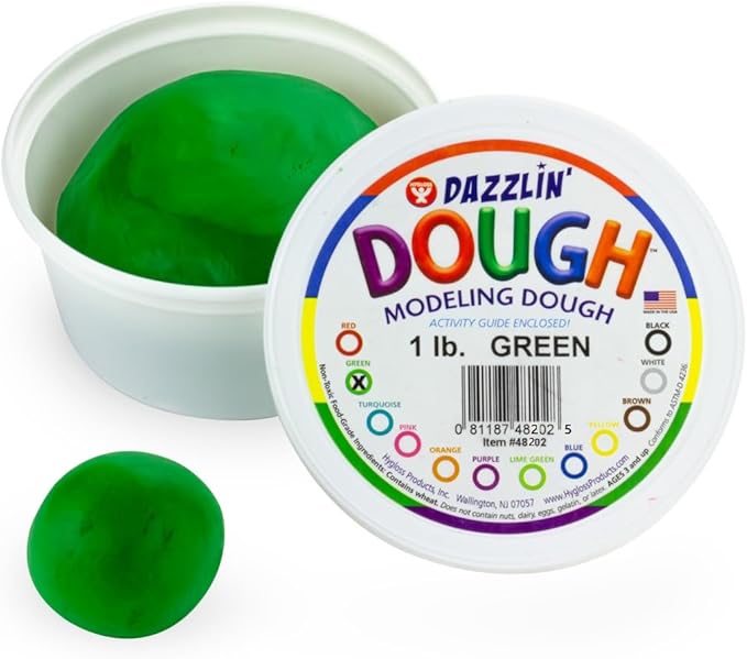 Hygloss Play Modeling Dough - Green Dough Unscented - Safe & Non-Toxic for Kids Arts & Crafts - Party Favors - Classroom Supplies - 1lb