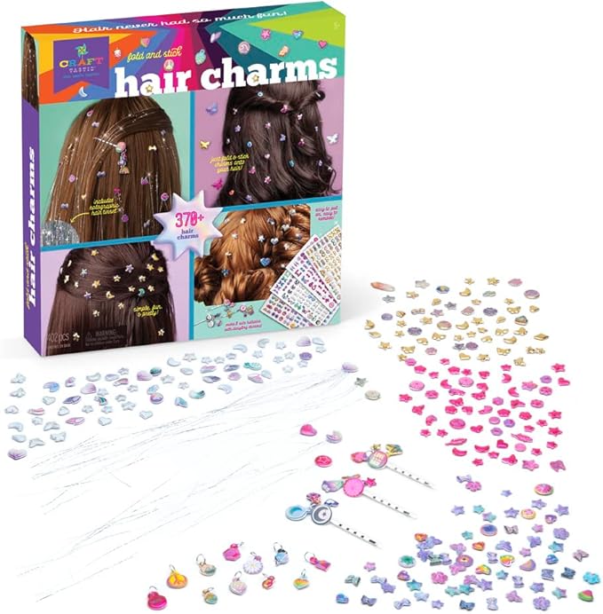 Craft-tastic - Fold and Stick Hair Puffy Charms - Craft and Accessory Kit - for Ages 5+