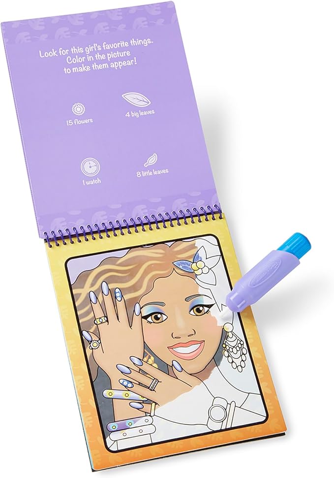 Melissa & Doug On the Go Water Wow! Reusable Water-Reveal Activity Pad - Makeup and Manicures - FSC Certified