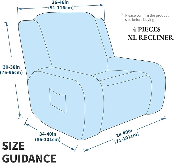 MAXIJIN Oversized Recliner Covers That Stay in Place 4 Pieces Stretch Large Recliner Chair Covers Jacquard Dogs Cats Proof Reclining Slipcovers with Elastic Bottom (XL Recliner, Wine Red)