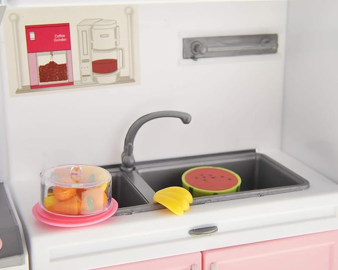 PowerTRC 2 Sets of Modern Toy Kitchen - Battery Operated - Kitchen Playset - Perfect for Dolls