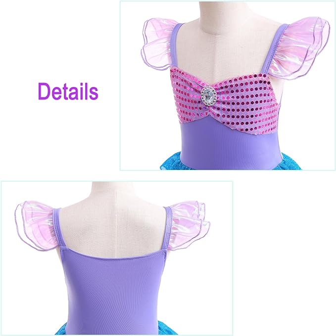 Little Girls Princess Mermaid Costume for Girls Dress Up with Accessory for Christmas Birthday Party Supplies
