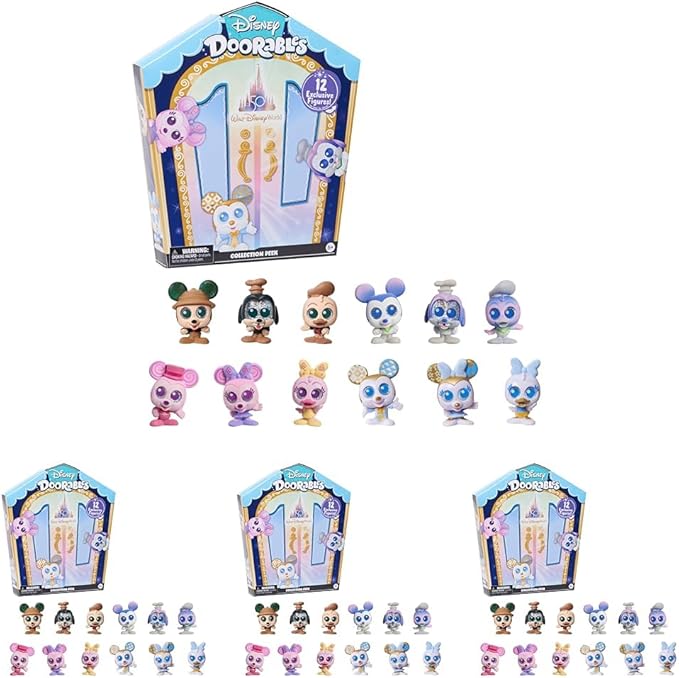 Disney Doorables Walt Disney World 50th Anniversary Collection Peek, Blind Bag Inspired Mini Figures, Kids Toys for Ages 3 Up, Amazon Exclusive (Pack of 4)