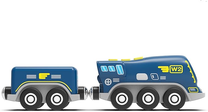 Z MAYABBO Battery Operated Locomotive Trains for Wooden Tracks, Powerful Engine Toy Train Vehicle for Railway Track, Science Fiction Train Car Series Fit All Brands Railroad (Battery Not Included)