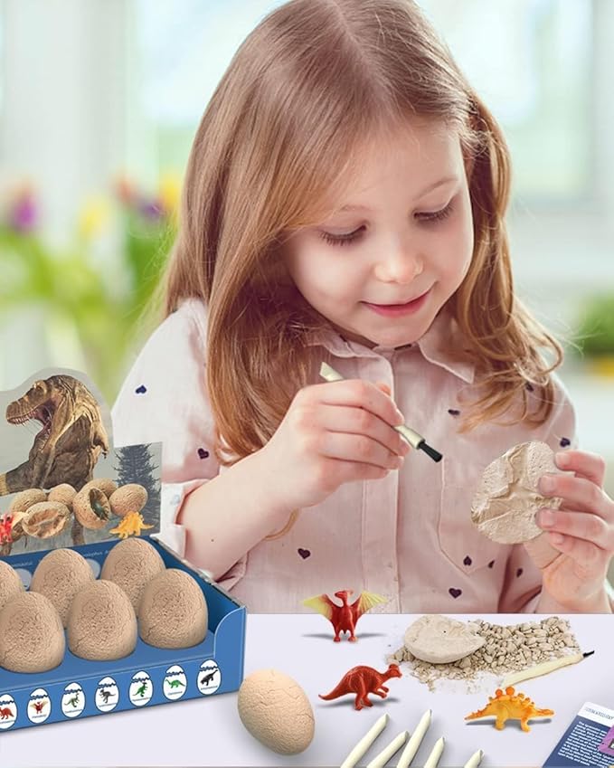 12 Unique Dinosaur Eggs, Dinosaur Eggs Excavation/Eggs with Toys for Kids 3-5 5-7 8-12, Dinosaur Fossil Eggs - Archaeology STEM Crafts Birthday for Boys & Girls