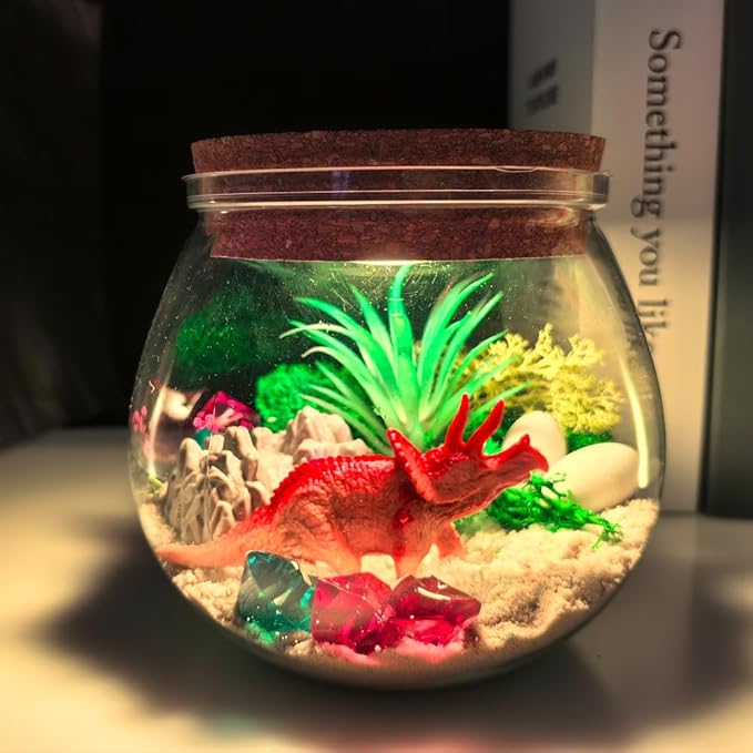 Dinosaur Terrarium Kit for Boys - DIY Terrarium Kit for Kids - Coolest Glow Dinosaur Toy Gifts for Boys and Kids - Birthday Gift for Boys Ages 4 5 6 7 8-12 Year Old