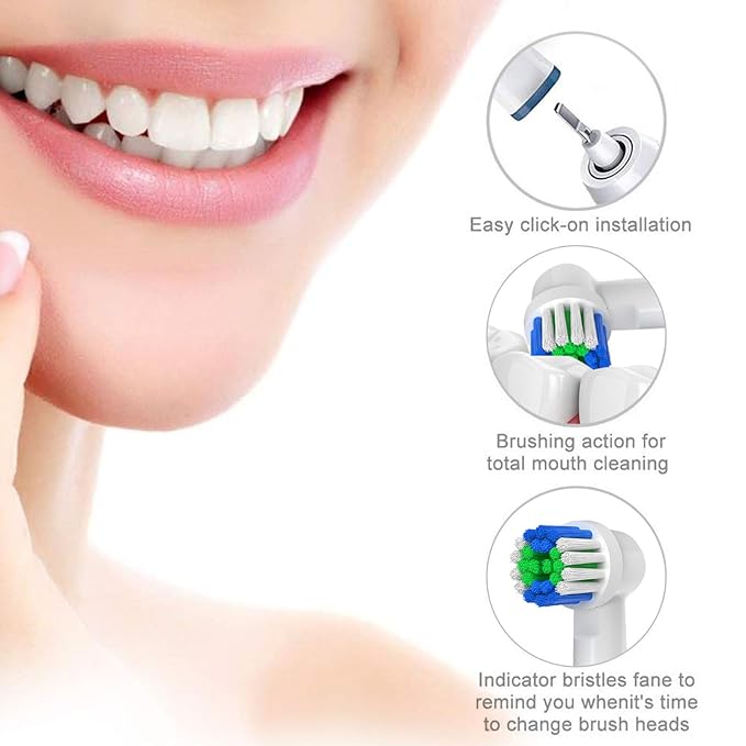 Replacement Toothbrush Heads Compatible with Oral-B Braun, 20 Pcs Professional Electric Brush Heads for Oral B Replacement Heads Refill Pro 500/1000/1500/3000/3757/5000/7000/7500/8000