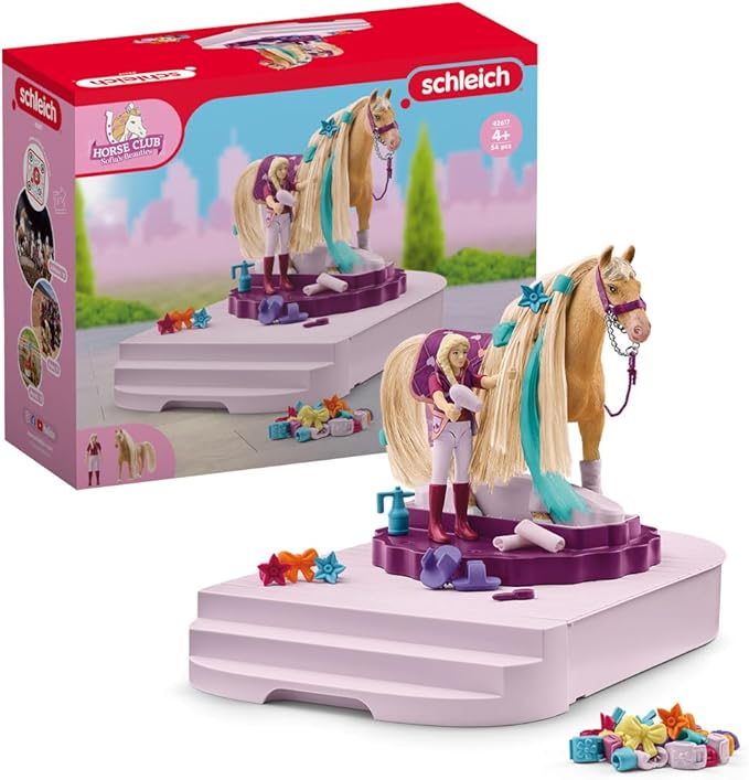 Schleich Horse Club Sofia's Beauties Grooming Station Horse and Figurine - 54pc Horse Playset for Girls and Boys, Grooming and Accessory Closet with Sofia Doll, for Kids Ages 4+