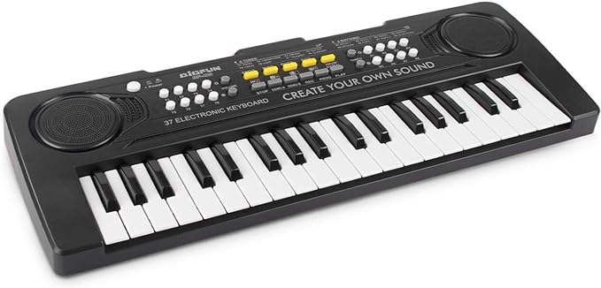 Kids Keyboard Piano, 37 Key Portable Electronic Piano for Kids, Digital Music Keyboard Educational Toys for 3 4 5 6 7 8 Year Old Girls Boys (Black)