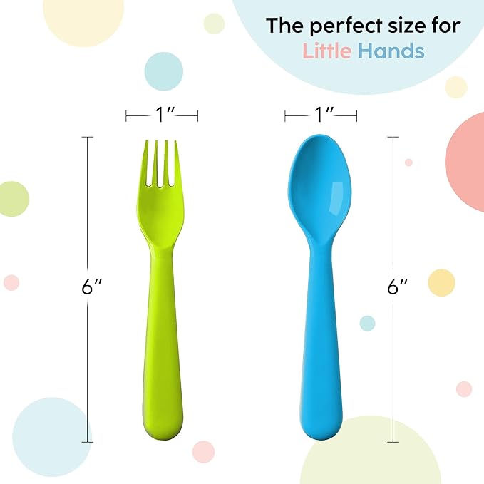 Plastic Toddler Spoons - Set of 16 Kids Spoons BPA Free/Dishwasher Safe Toddler Utensils Set Brightly Colored Kid Spoons Flatware Set Great for Kids and Toddlers Spoon