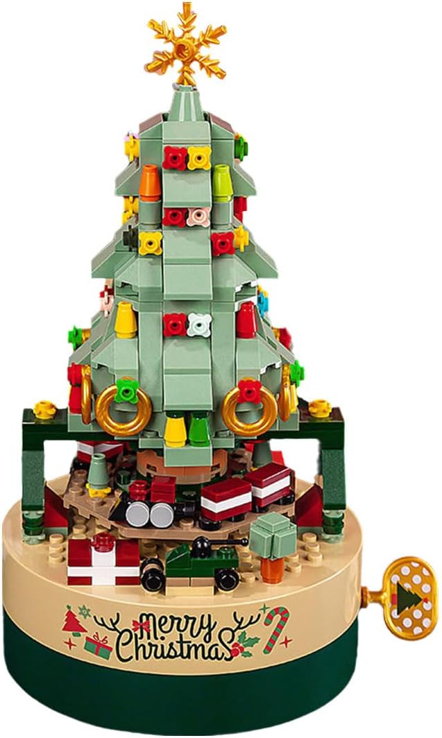 Street View Christmas Tree Music Box Building Block Model Set, Building Toys, 360 Pieces DIY Building Block Assembly Particles, Christmas Decorations, Good Choice for Festivals.