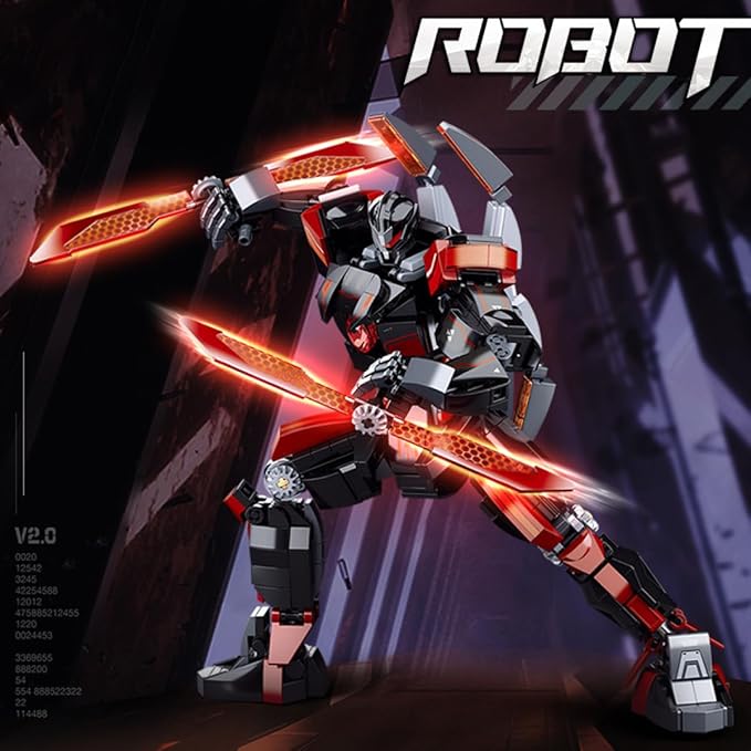 DAHONPA Dark Warrior Transforming Mech Building Blocks Set (585 PCS), Assembly Mecha Robot Model Kit, Technology City MechWarrior Toy, Christmas Birthday Gifts for Adults and Kids