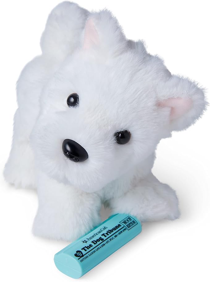 American Girl Coconut Chip White Dog for 18-inch Dolls plus Pet Accessories