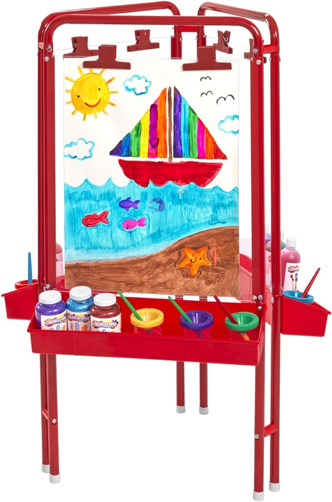 Colorations 3-Way Indoor/Outdoor Acrylic Panel Easel, Outdoor Play, Drawing, Adjustable Easel, Art Craft Painting, Arts and Crafts