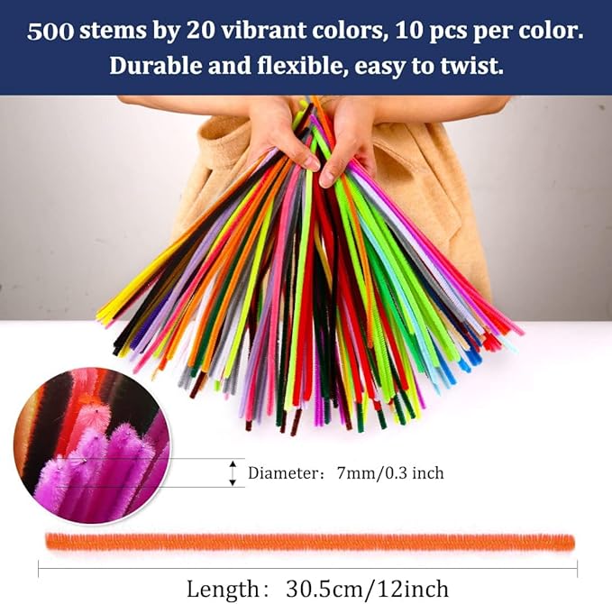 Pipe Cleaners, Pipe Cleaners Craft, Arts and Crafts, Crafts, Craft Supplies, Art Supplies (500 White Pipe Cleaners)…