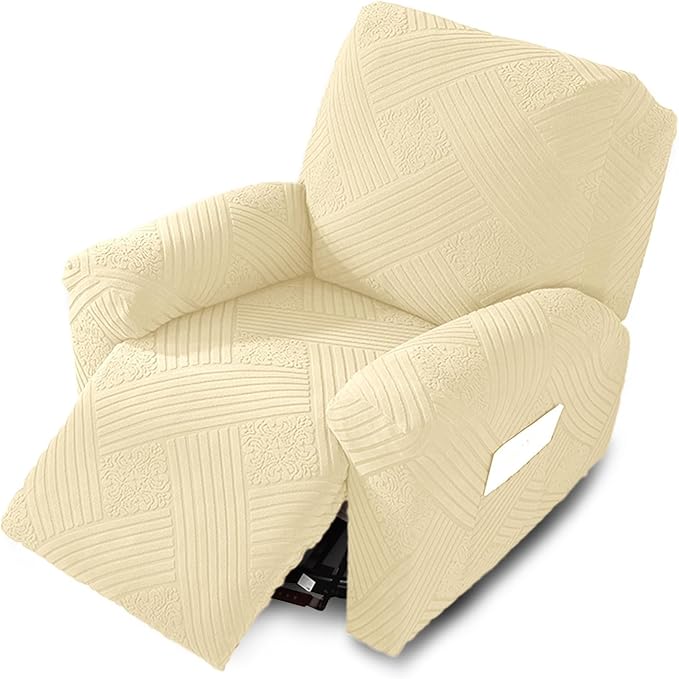 NORTHERN BROTHERS Oversized Recliner Cover - Lazy Boy Recliner Covers That Stay in Place, 4 Pieces Large Recliner Chair Covers 1 Seater, Beige