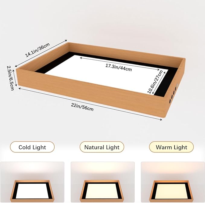 Wooden Sand Painting Light Box - Light Table for Kids, Encourages Creativity and Collaboration - 3 Color Temperature, 22"
