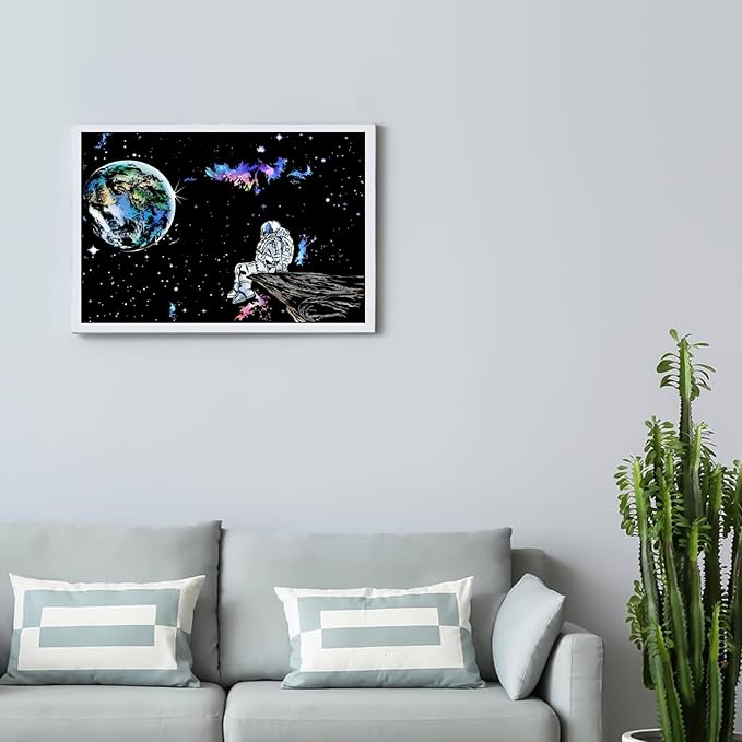 Space Series Scratch & Engraving Art Paper Kit (16"x11.2") for Kids & Adults - Rainbow Sketch Cosmos Astronaut Starry Sky Painting Painting Scratchboard- 3 Pack with 5 Tools: Drawing Pens, Clean Brush