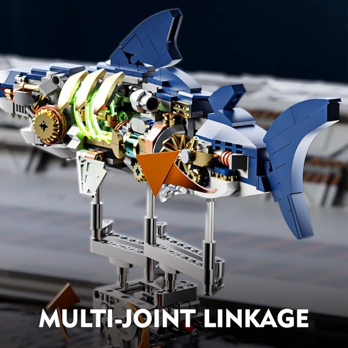 RiceBlock Shark Animal Building Block Set, A Gift for Compatible with Lego Sets for Boys 8-14, Sea Creatures Marine Animal Building Blocks Toys Crossing Ocean Lovers, 687 Pieces