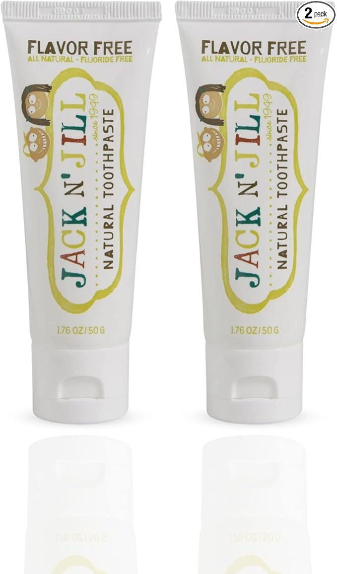 Jack N' Jill Natural Toddler Toothpaste for Baby, Kids and Infants 6 Months & Up, Fluoride Free Training Toothpaste for Toddlers 1-3 (1.76 Fl Oz (Pack of 2), Flavor Free)