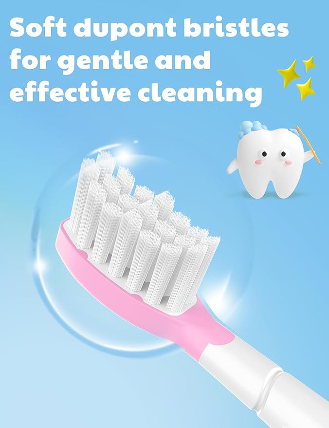 Toptheway Kids Replacement Heads for Philips Sonicare: Kids 7+ Standard Sonic Electric Toothbrush Heads, Pink and Green, 4 Pack