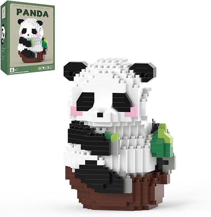Mini Building Blocks- Leaning Panda, Party Favors- Micro Blocks Panda Toy for Kids 6 7 8 9 10+, Mini Blocks Building Sets for Adults, Easter/Birthday for Boys and Girls(610PCS)