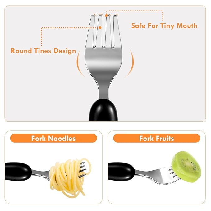 Lehoo Castle Toddler Fork and Spoon, 6pcs Toddler Utensils Kids Silverware, Safe Stainless Steel Toddler Fork Spoon Set, Children Flatware Set, Incudes 3 Spoons and 3 Forks (Engineering Vehicle)