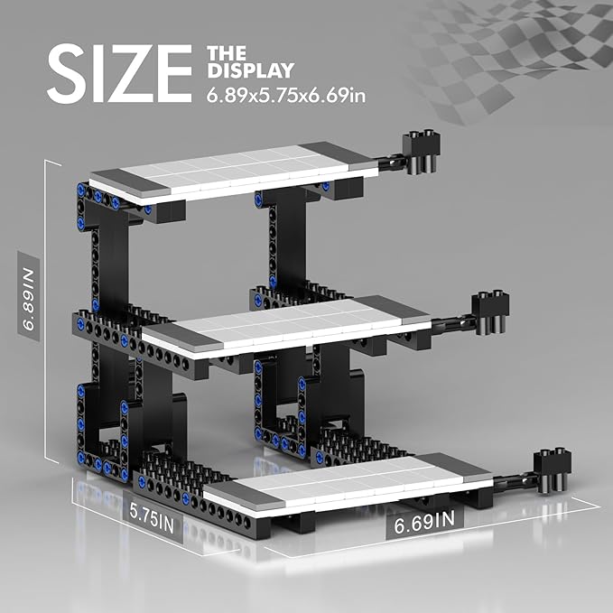 Display Stand for Lego Speed Champions Building Kit, 3 Layer Stand for Lego Car 76918 76923 76934 76919 76909 76914 76917 Model with Driver's Display, Collectible Gifts for Adults (220 Pcs)