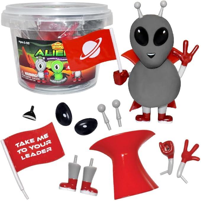 Aliens Craft Kit 6 Pack – Build, Play, and Display 6 Air-Dry Clay Aliens, Great for Birthday Parties, Trick or Treating, Stocking Stuffers, for Kids, Boys and Girls Ages 5+