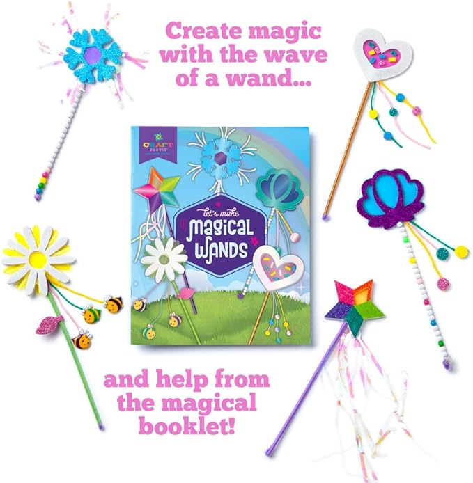Craft-tastic — Make Your Own Little Magical Wands — Everything Included for 5 Fun DIY Magic Wands Art & Crafts Projects — Ages 4+