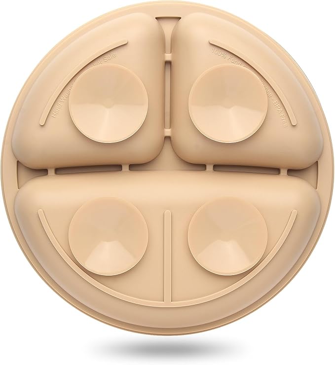 Toddler Plates 3 Pack, Divided Suction Plates for Baby, 100% Food Grade Silicone Baby Plates, Non-Slip, Baby Led Weaning Supplies, Microwave & Dishwasher Safe