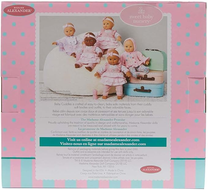 Madame Alexander 14-Inch Baby Cuddles Doll with Bottle, Pink Floral, Medium Skin Tone