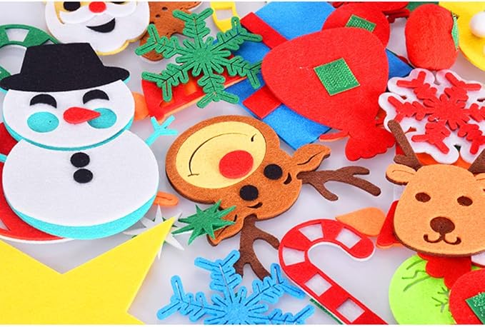 Max Fun DIY Felt Christmas Tree Set Plus Tic-Tac-Toe Games for Kids Toddlers Wall Hanging Decorations Felt Craft Kits for Xmas Party Favors