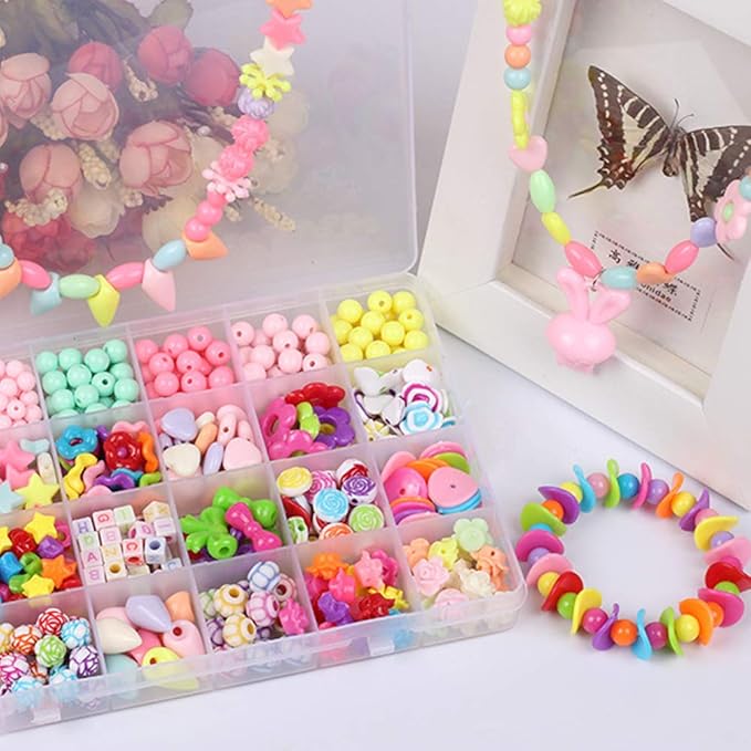 Bracelet Making Kit for Girls 4-6-7-12: Gift for 6 7 8 9 Year Old Girls Charm Jewelry Making Kit for Girls 4-6-10 Year Old, Loom Bracelet Kit Girl Necklace Making Craft Beads Kits for Kids Ages 4-8