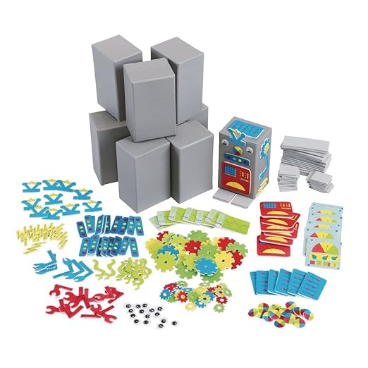 Colorations DIY Robot Foam Craft Kit for Kids, Set of 12, EVA Foam, Paper Mache, Self-Adhesive, No-Glue, STEM, STEAM, Science, Robotics, Early Learning, Teacher