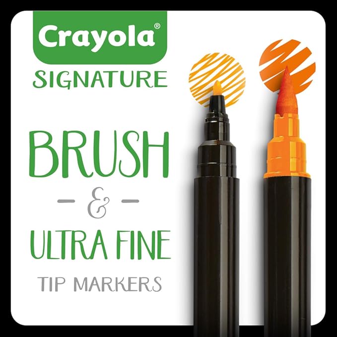 Crayola Brush & Detail Dual Tip Marker Set, 16 Markers, 32 Colors, Adult Coloring Markers, Gifts for Teens & Adults