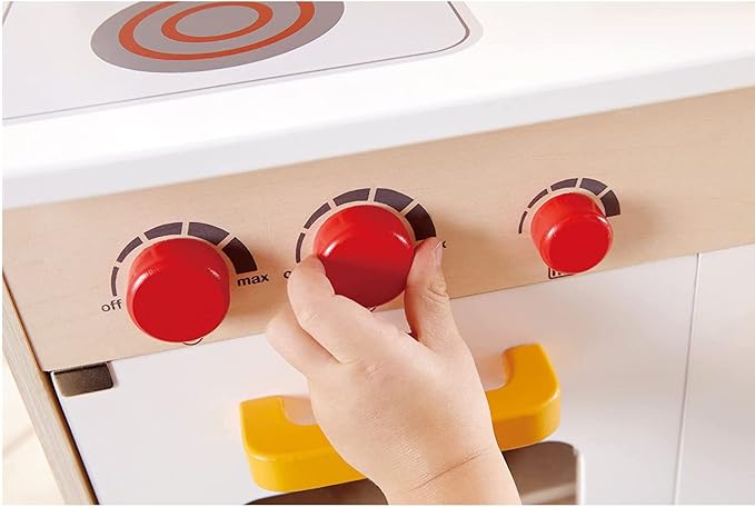Hape Gourmet Kitchen Kid's Wooden Pretend Play Kitchen Set |Sink, Stove, Baking Oven, Cabinet, Turnable Knobs & Spice Shelf