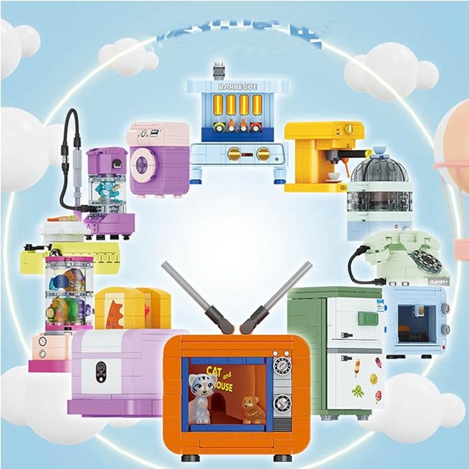 Girls Building Set, 6PCS Mini Electric Appliances Building Blocks Toy for Kids Age 6+, STEM Building Blocks Toy, Classroom Prizes, Birthday Gifts for Girls 654 Pieces