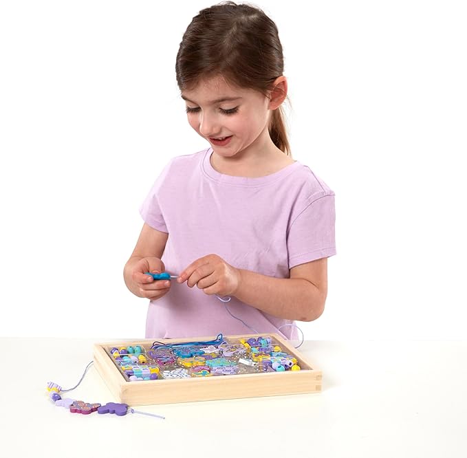 Melissa & Doug Created by Me! Butterfly Beads Wooden Bead Kit, 120+ Beads for Jewelry-Making