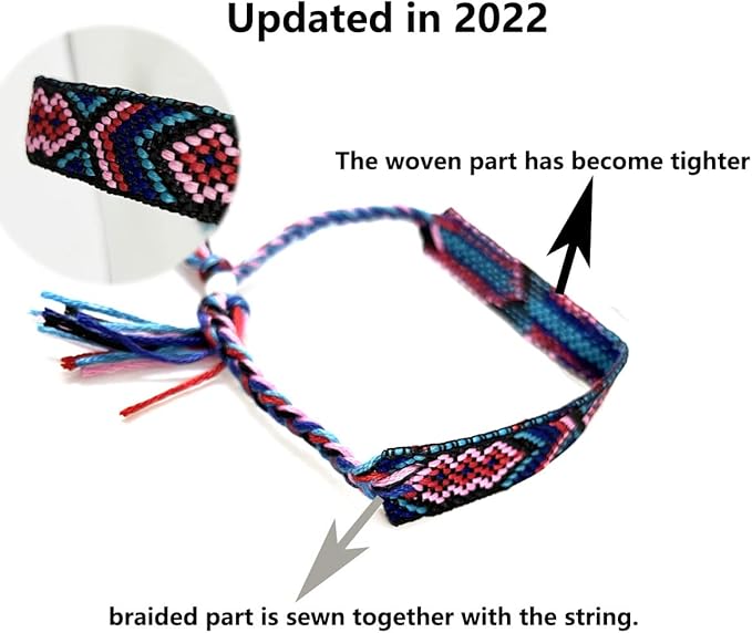 Woven Friendship Bracelets, Braided Bracelets String, Adjustable Nepal Bracelet，Mexico Wave Anklet for Best Friends Kids Women Girls Kids Men, Assorted Colorful（12PCS）