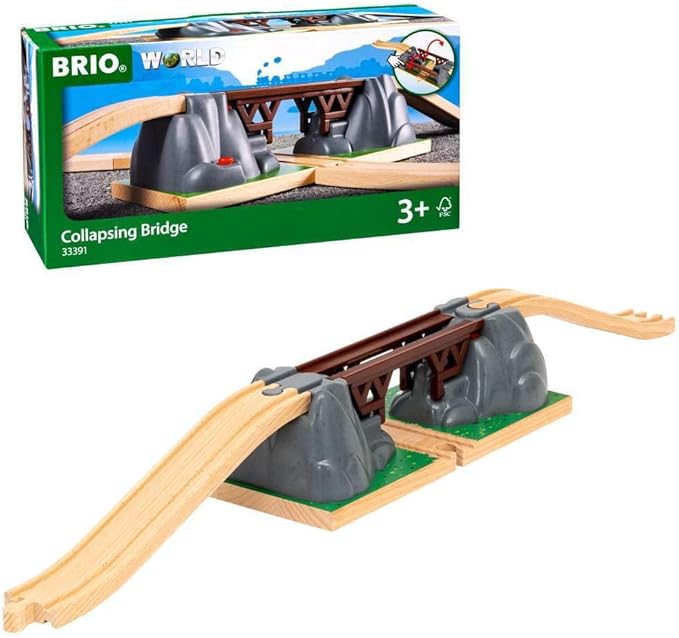 BRIO World - 33391 Collapsing Bridge - Engaging 3-Piece Toy Train Accessory | Cultivates Creative Play | Enhances Logical Thinking | Suitable for Kids Aged 3 & Up | Compatible with All BRIO Sets
