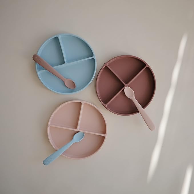 mushie Silicone Suction Plate | BPA-Free Non-Slip Design (Blush)