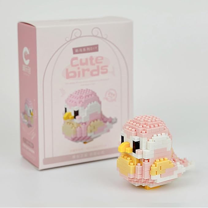 Birds Building Blocks for Adults Mini Building Blocks Birds Building Bricks Toy Micro Block Building Set Gift for Kids and Adults-244 PCS(Honey Peach)
