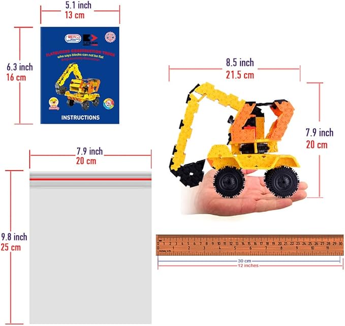 WEofferwhatYOUwant Educational Building Set Construction Truck - STEM 3D Puzzle with 743 Flatblocks. Creates Unique Brick Designs (Figures Level 6)