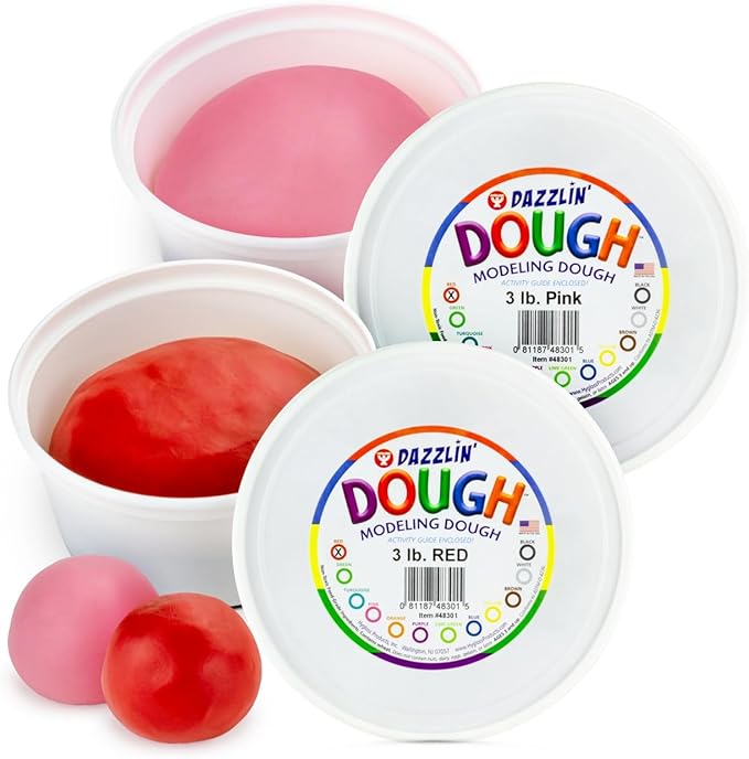 Hygloss Play Modeling Dough - Pink and Red Dough Unscented - Safe & Non-Toxic for Kids Arts & Crafts - Party Favors – Valentine’s and Classroom Supplies - 6lb Total